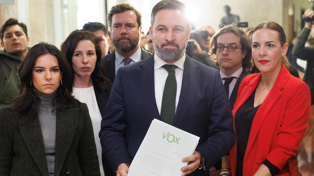 Vox, con Santiago Abascal al frente, registra su segunda moción de censura contra Pedro Sánchez