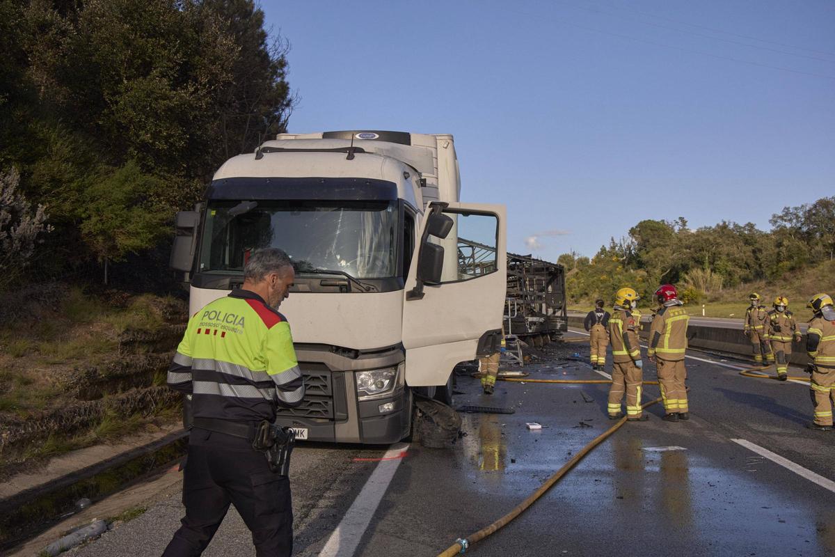 Accident mortal per un xoc dos camions a l'Eix Transversal, a l'alçada de Santa Coloma. de Farners, foto d'arxiu.