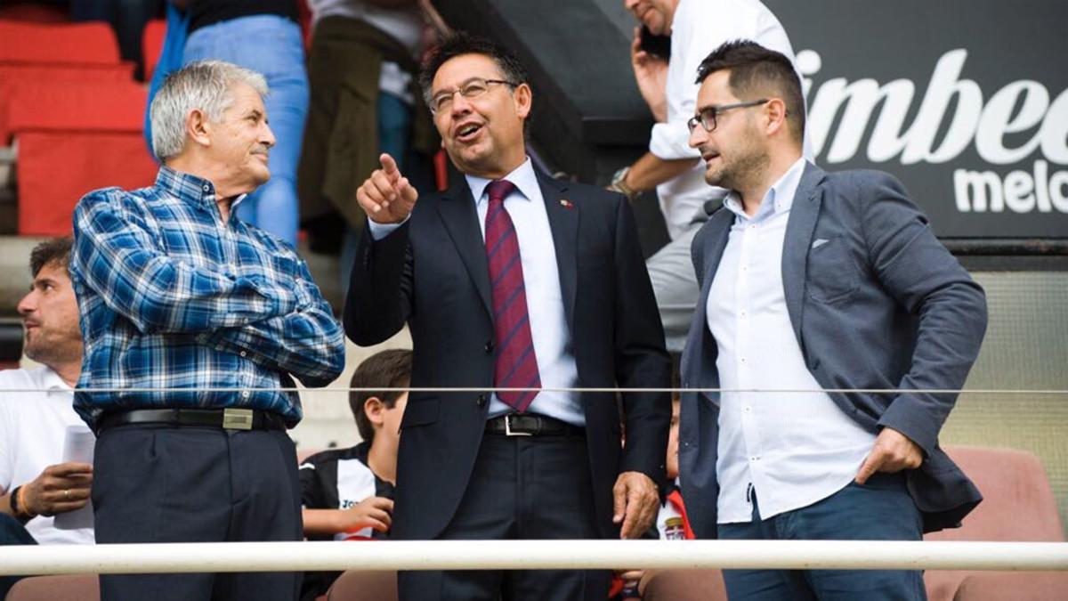 Bartomeu, en el palco del estadio del Cartagena