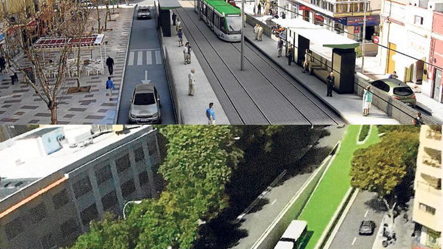 Ambas propuestas: tranvía y metrobús.