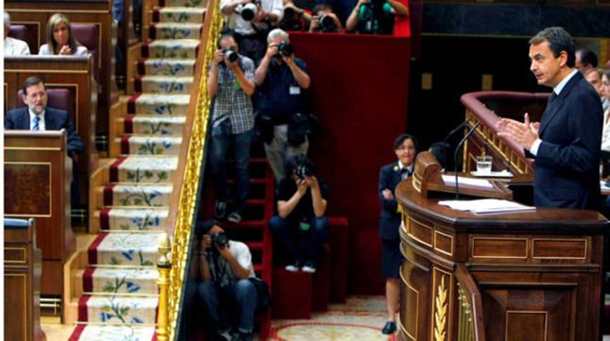{Zapatero} durant el seu discurs.