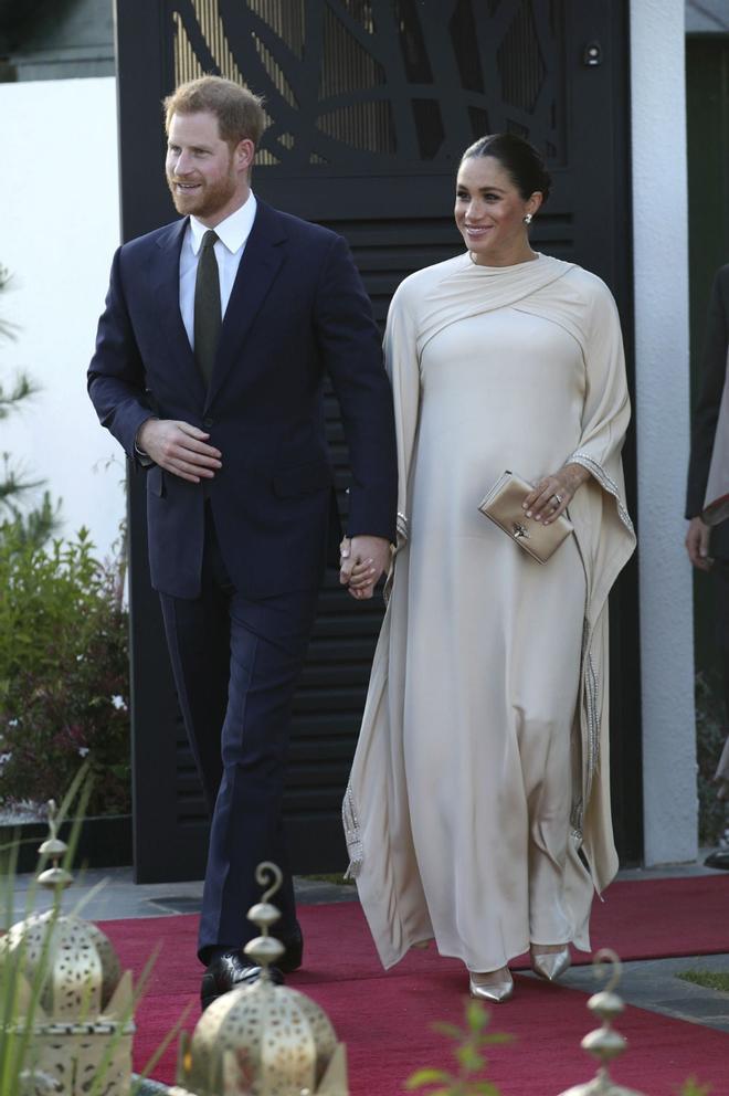 El Príncipe Harry junto a Meghan Markle en una cena oficial en Marruecos