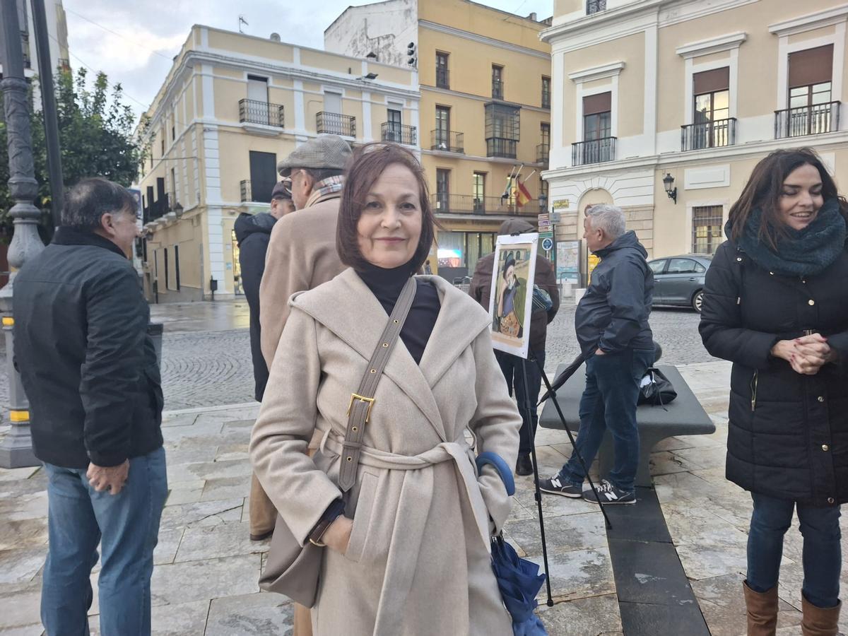 Milagros, una de las alumnas de la escuela, en la protesta de la plaza de España.