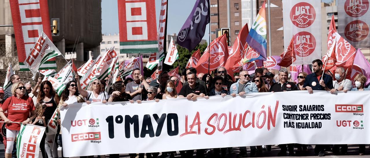 Las imágenes de la manifestación del 1 de mayo en Málaga