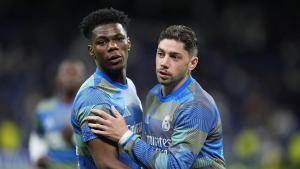 Aurelien Tchouameni y Federico Valverde del Real Madrid CF