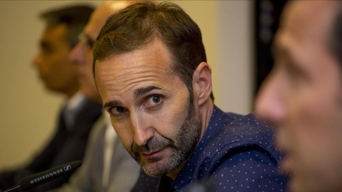 Sito Alonso durante la rueda de prensa en el Palau Blaugrana