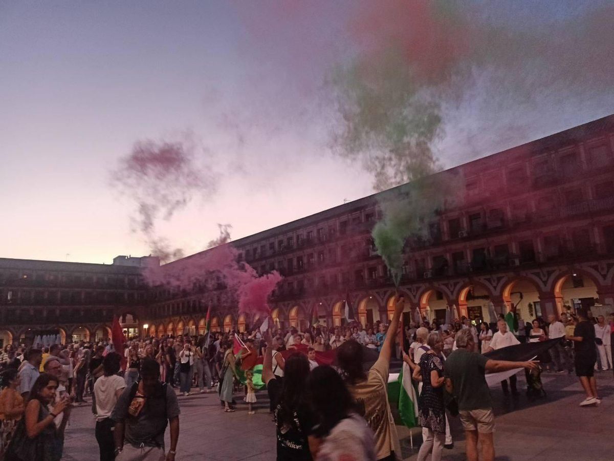 Imagen colgada en sus redes por el PCA de Córdoba de la manifestación en contra de la OTAN, las guerras y el imperialismo, el sábado, 12 de julio, en la plaza de la Corredera.