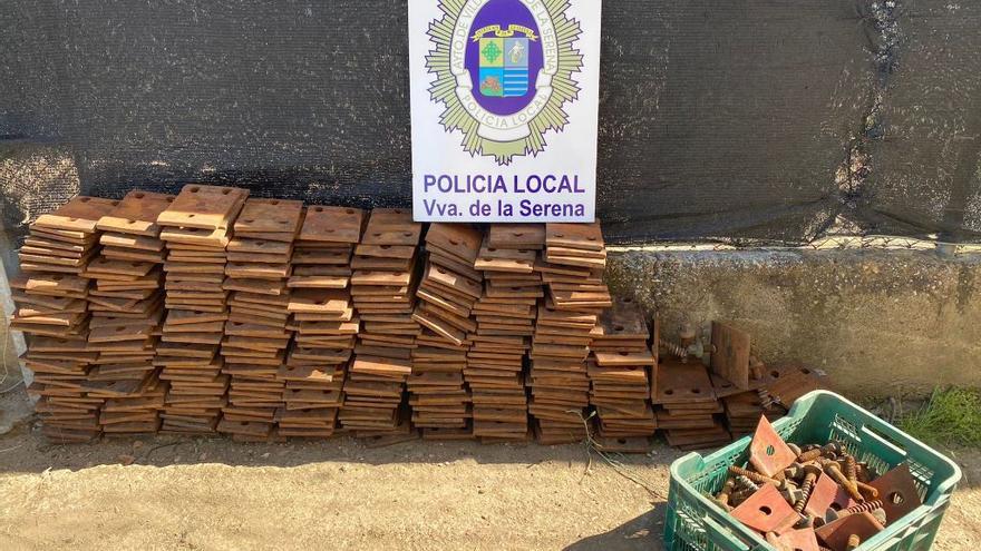 Material sustraído recuperado por la Policía Local de Villanueva de la Serena.