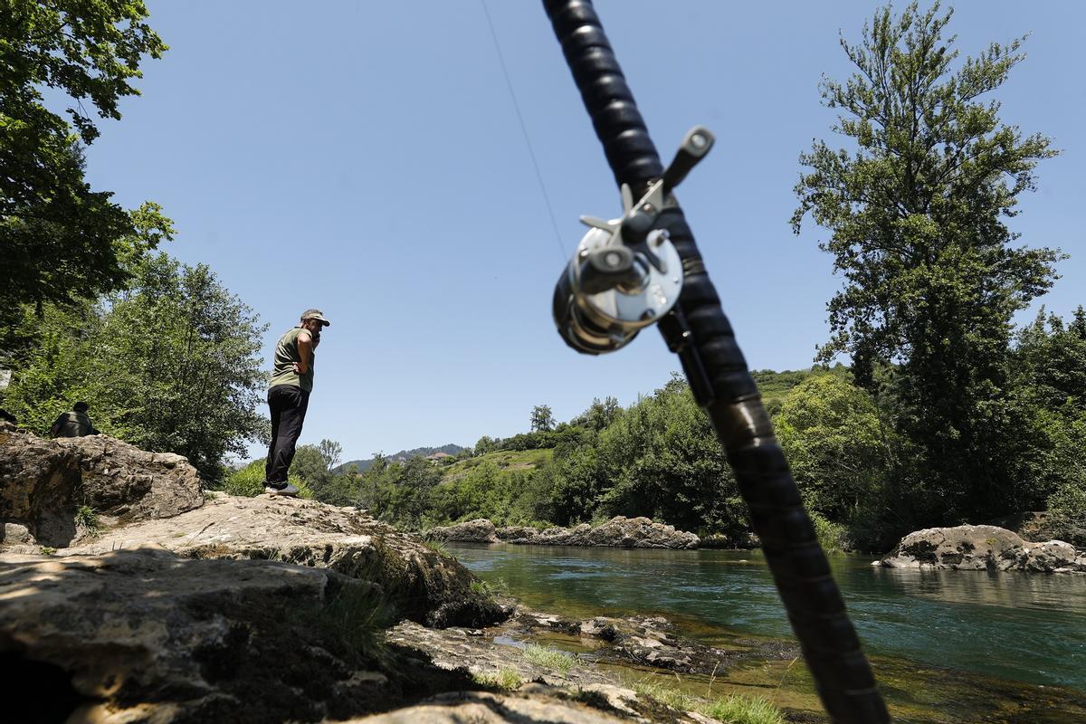Un pescador en Cangas de Onís en una imagen de archivo