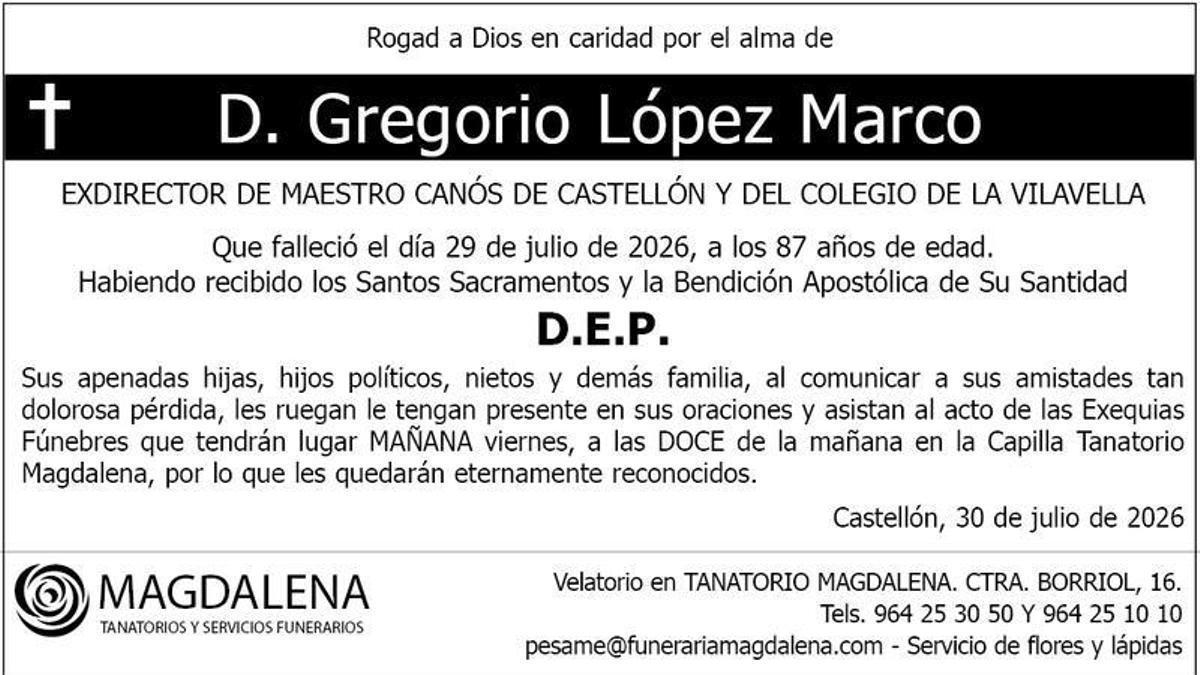 D. Gregorio López Marco