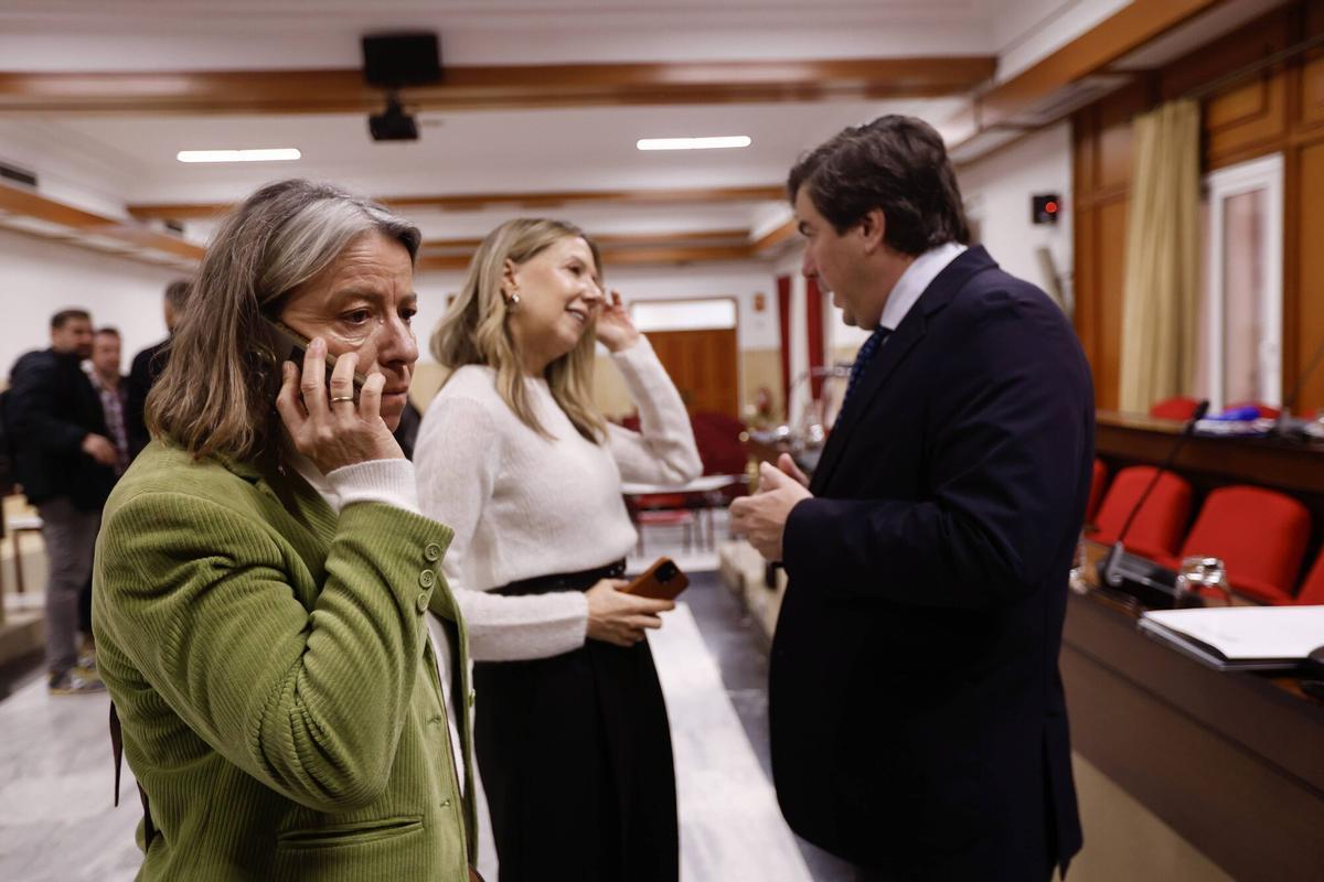 Pleno Ayuntamiento de Córdoba febrero. Ayuntamiento Manifestación de la plantilla de Hitachi, Policía local, La Comisión Coordinadora de la Plataforma de Afectados por los premios de jubilación en el Ayuntamiento de Córdoba, que afecta a más de 250 trabajadores jubilados
