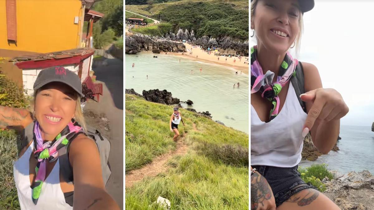 Varias capturas de los vídeos que Rocío Armero ha subido a su perfil de Tik Tok durante su visita a Asturias.