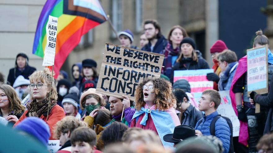 Manifestación por los derechos trans en Edimburgo.