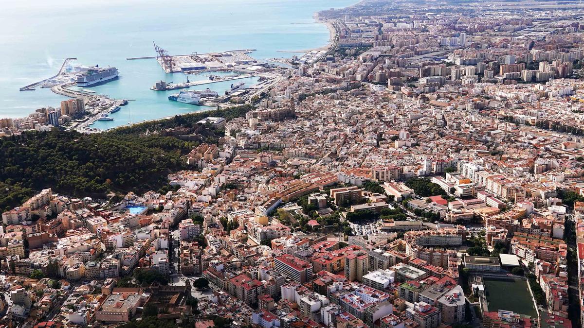 Vistas aéreas de Málaga.