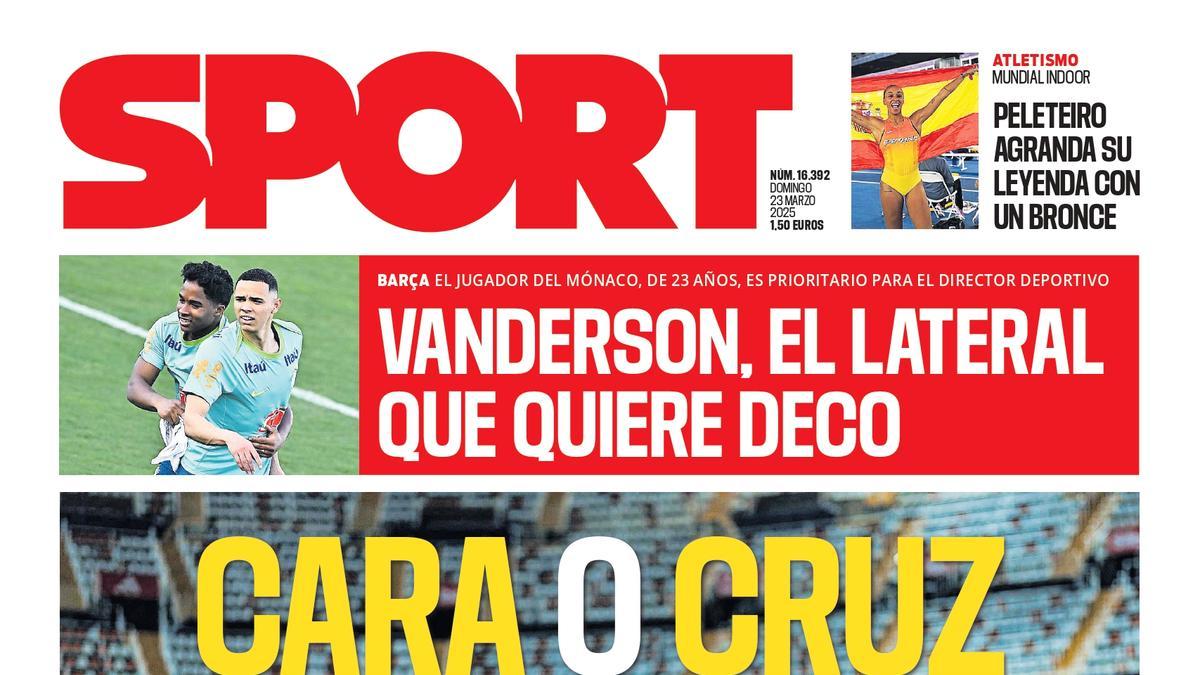 La portada de Sport de hoy, domingo 23 de marzo de 2025
