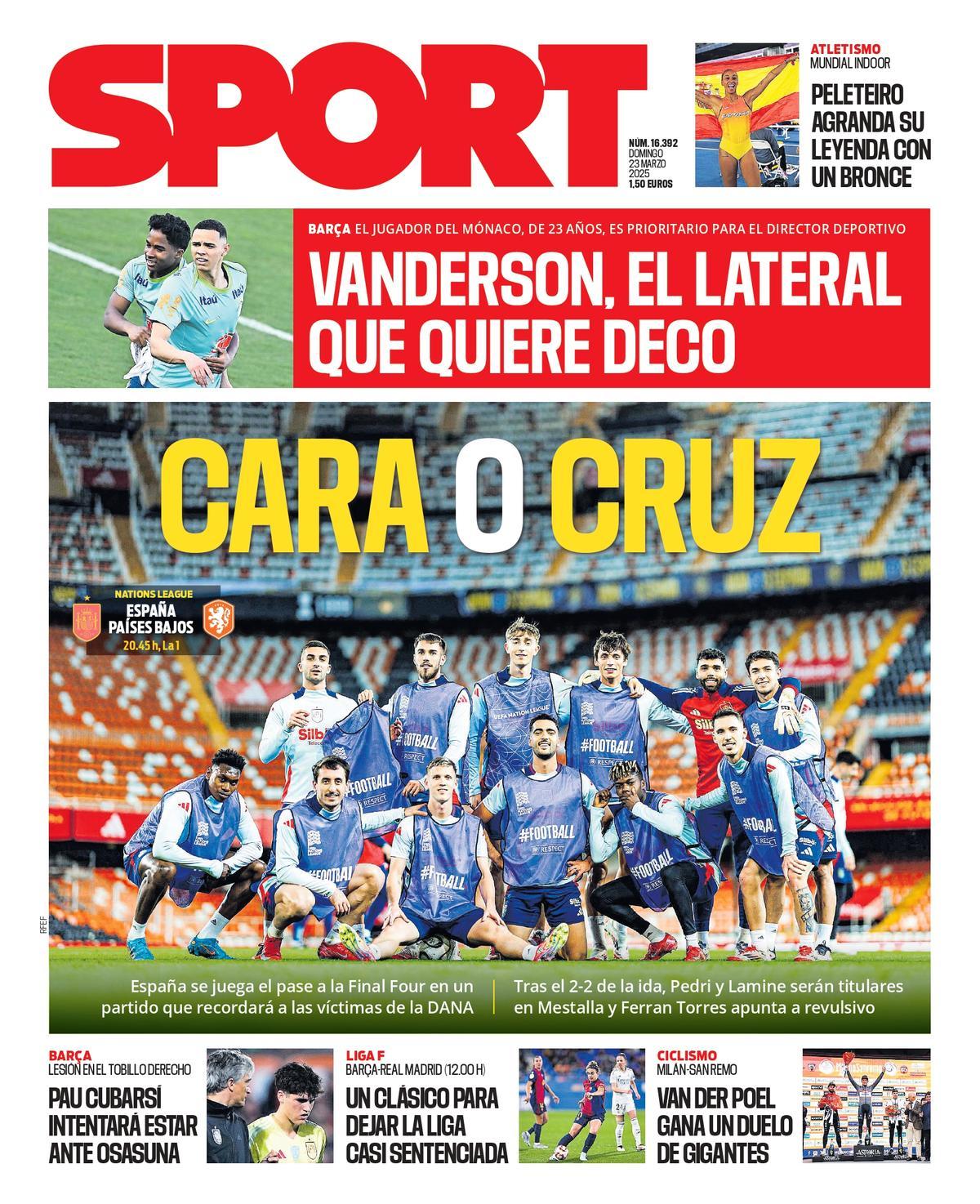 La portada de Sport de hoy, domingo 23 de marzo de 2025