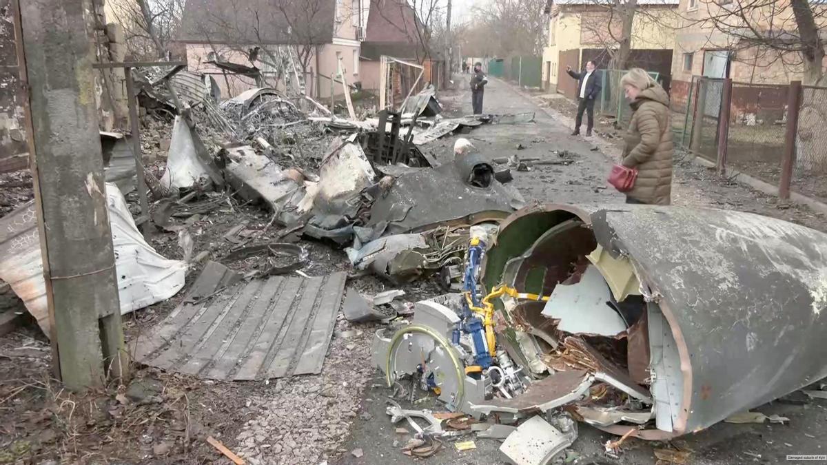 Residential areas damaged after Russia launched massive military operation against Ukraine, in Kyiv