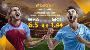 West Ham United FC vs. Manchester City FC: horario, TV, estadísticas, clasificación y pronósticos