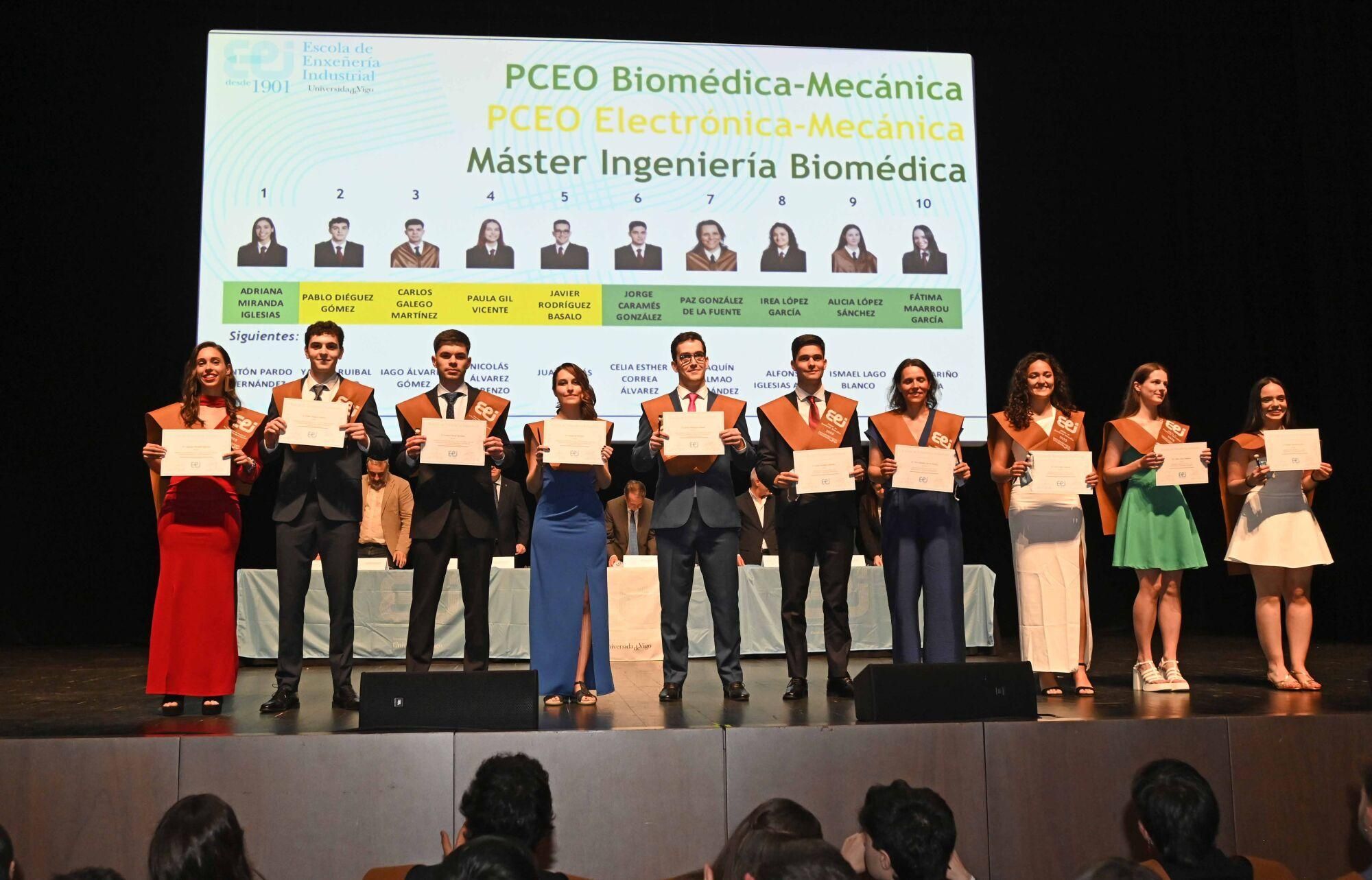 Graduación en el auditorio Mar de Vigo de la primera promoción de la Escuela de Ingeniería Industrial de los programas conjuntos de grado en Ingeniería Biomédica e Ingeniería en Electrónica Industrial y Automática, en Ingeniería Biomédica e Ingeniería Mecánica, y en Ingeniería en Electrónica Industrial y Automática e Ingeniería Mecánica.. Ingeniería.