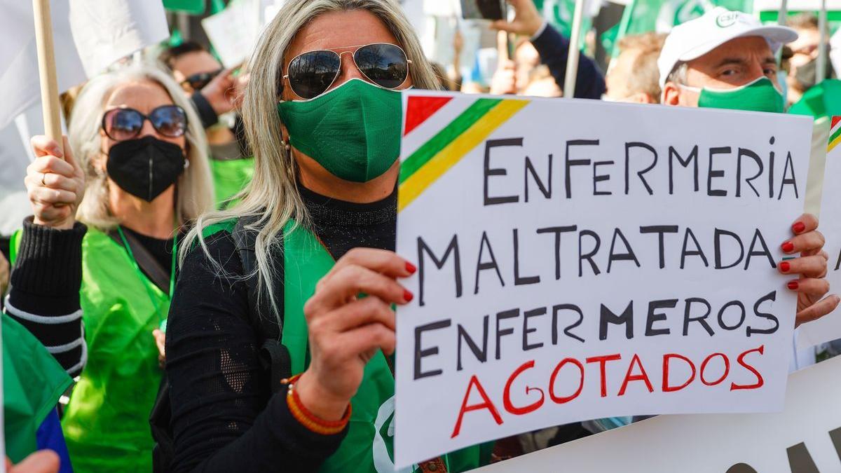 Miembros de Csif en una reciente protesta ante el ministerio de Sanidad, en Madrid.