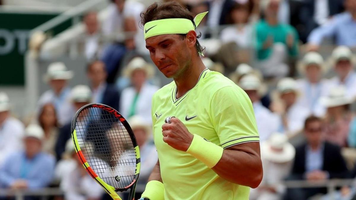 zentauroepp48558820 paris  france   09 06 2019   rafael nadal of spain reacts as190609180931