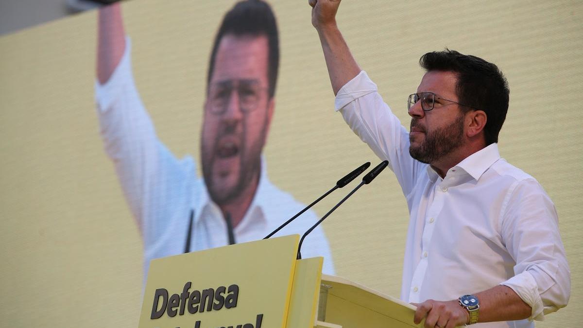 El president de la Generalitat, Pere Aragonès, en un acto de ERC.