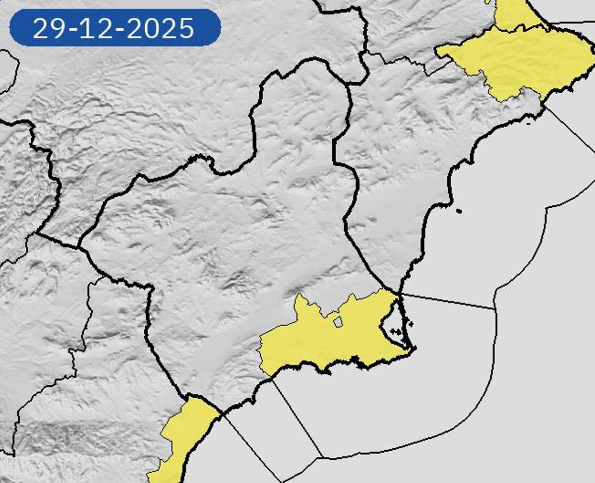 Mapa de alerta por lluvias en la Region