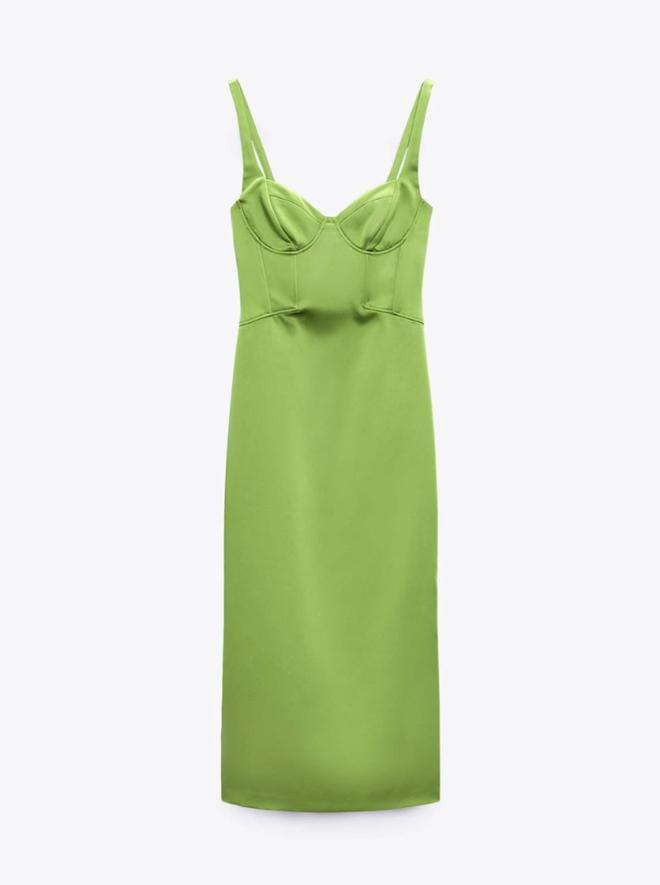 Vestido corsetero en color verde de Zara