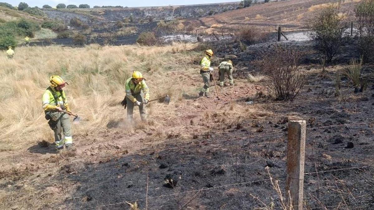 Trabajadores del operativo de la Junta apagan un incendio este verano en Sayago