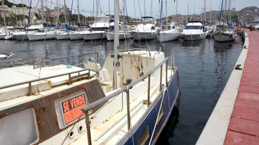 Barcos atracados en el puerto Tomás Maestre, en la Manga del Mar Menor.