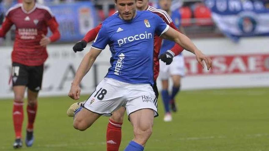 Christian Fernández, en el partido ante el Mirandés.