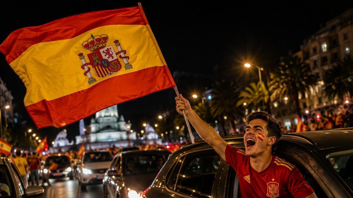Animar a España al volante puede salir caro: 200 euros de multa por este gesto con la bandera de España en el vehículo