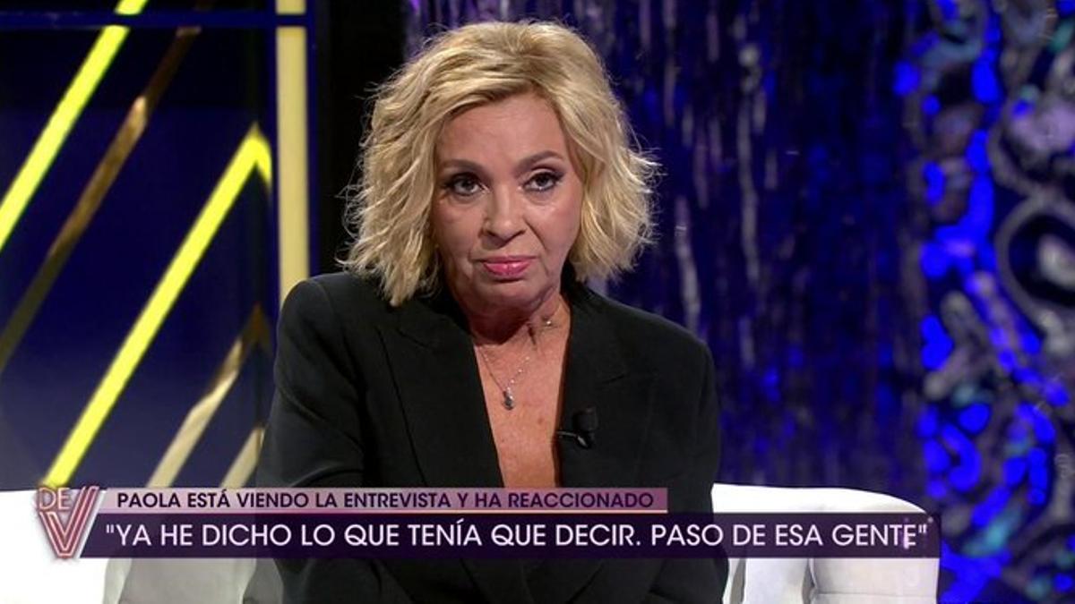 Carmen Borrego lanza un mensaje (con dardo) a su nuera, Paola Olmedo, en pleno directo