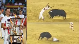 Vídeo: Un toro cornea a un conocido recortador de la Vall d'Uixó en la plaza de toros de València