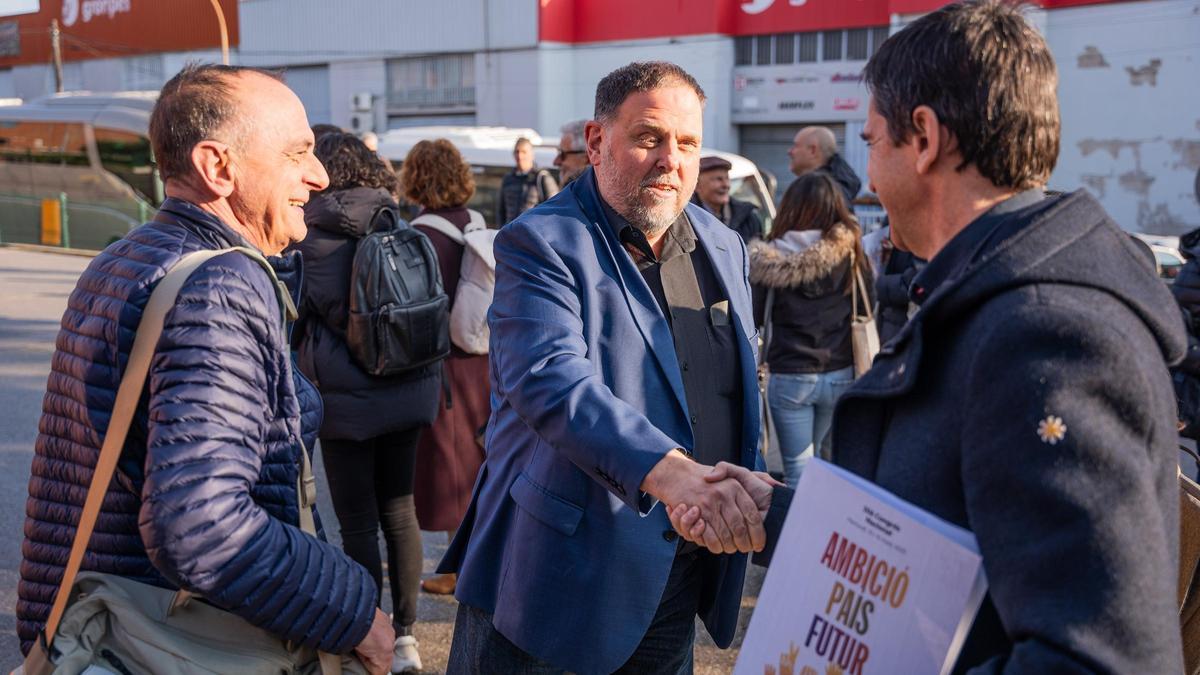 El líder de ERC, Oriol Junqueras, a su llegada al congreso del partido.