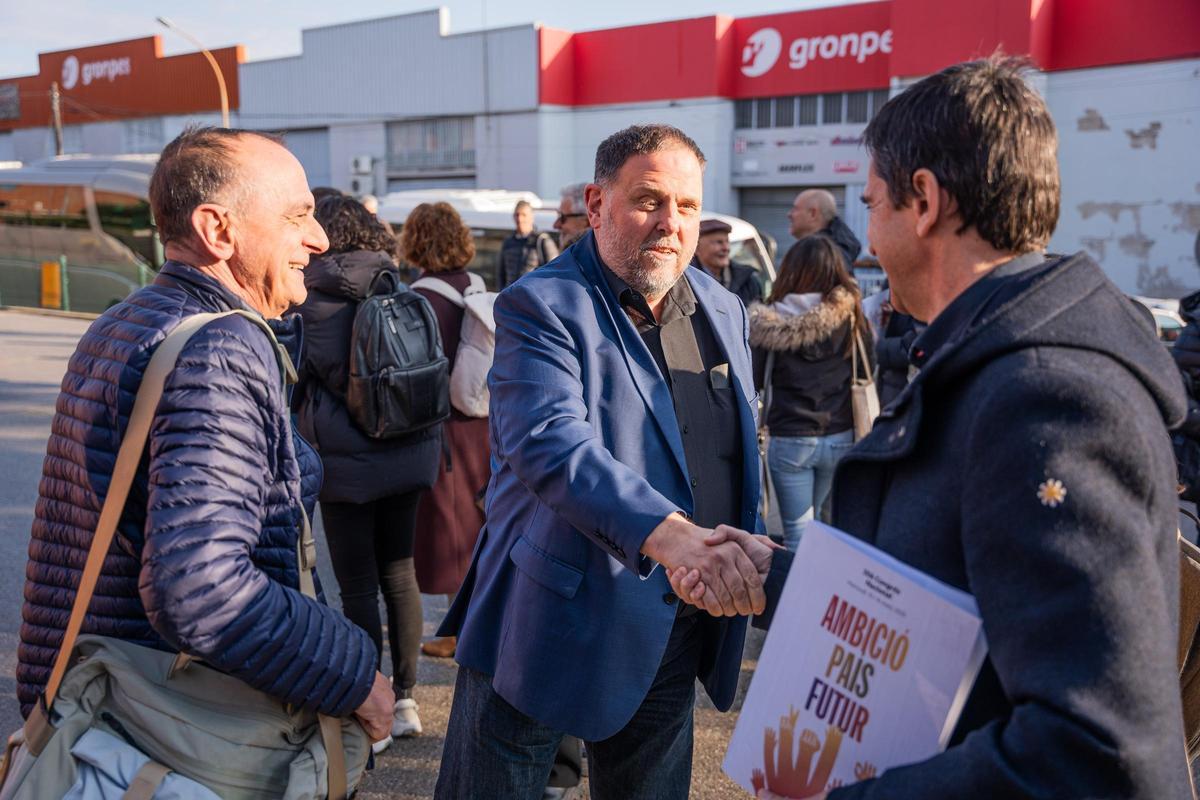 El líder de ERC, Oriol Junqueras, a su llegada al congreso del partido.