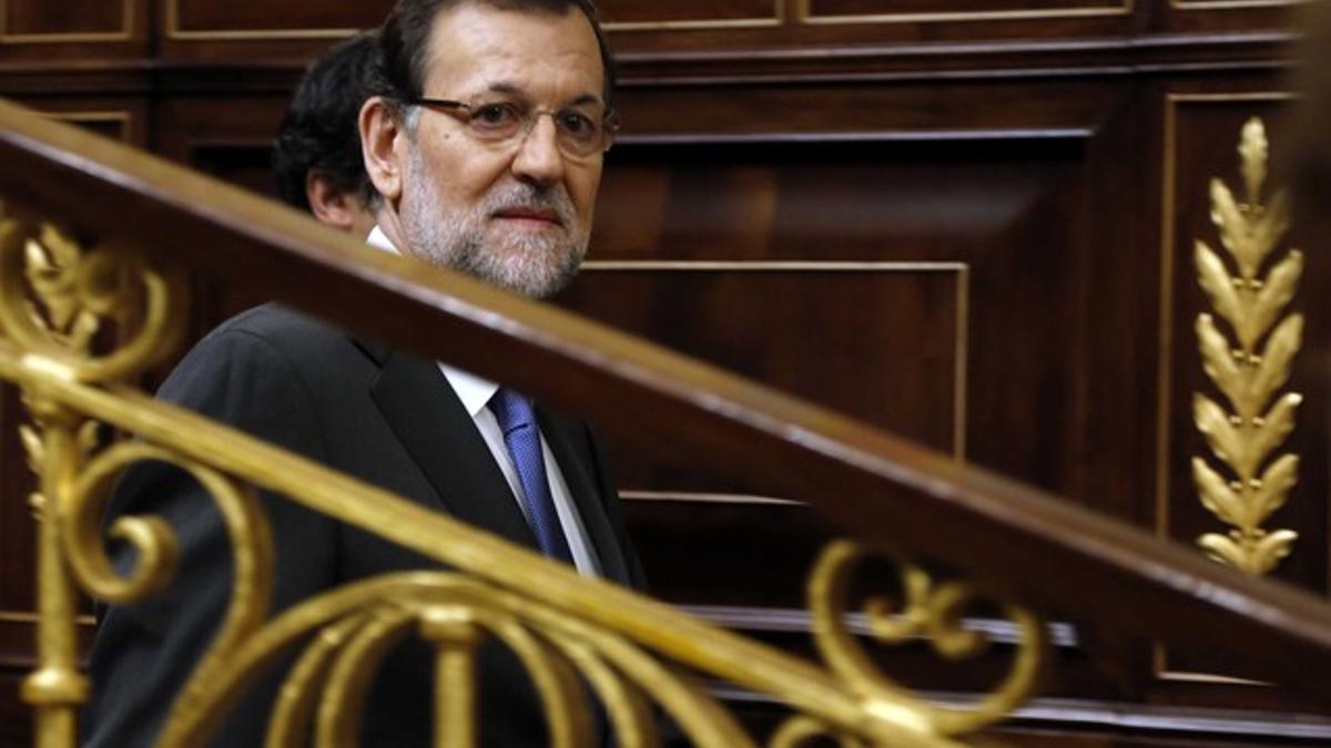 Mariano Rajoy, a su llegada al Congreso para la segunda sesión del debate del estado de la nación.