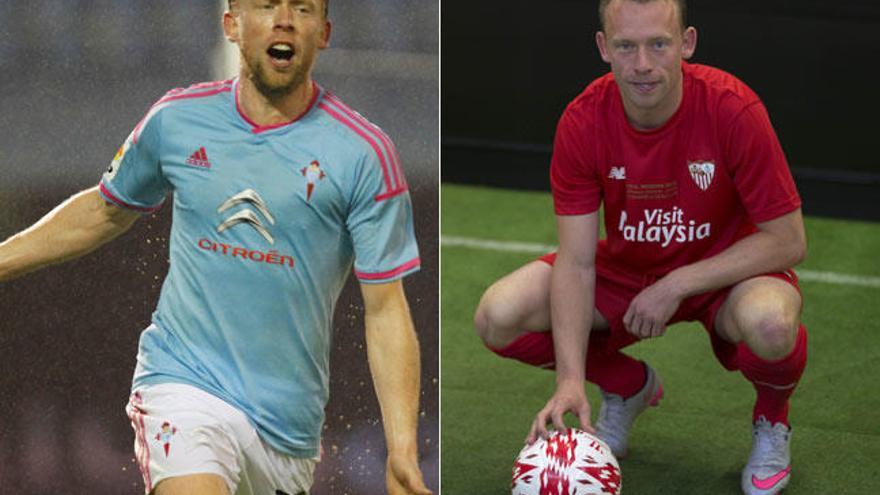 Krohn Dehli, con las camisetas del Celta y el Sevilla. // R. Grobas | FDV