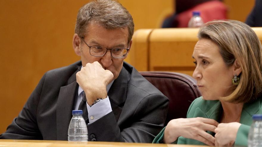 Alberto Núñez Feijóo y Cuca Gamarra, durante un pleno del Congreso.