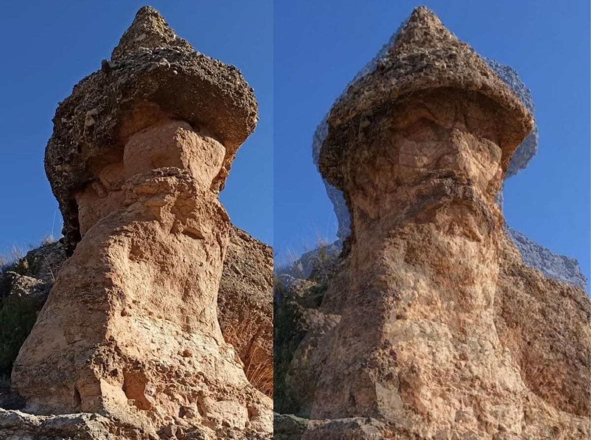 Conocida como ‘El Viejo Samurai’, esta formación rocosa en Villanueva de Huerva destaca por su forma de seta.