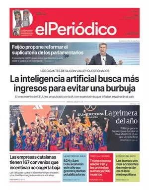 La portada de EL PERIÓDICO del 12 de enero de 2026