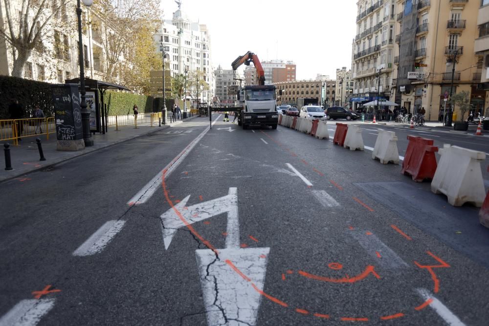 Construyen un gran intercambiador de buses en la calle Xàtiva de València