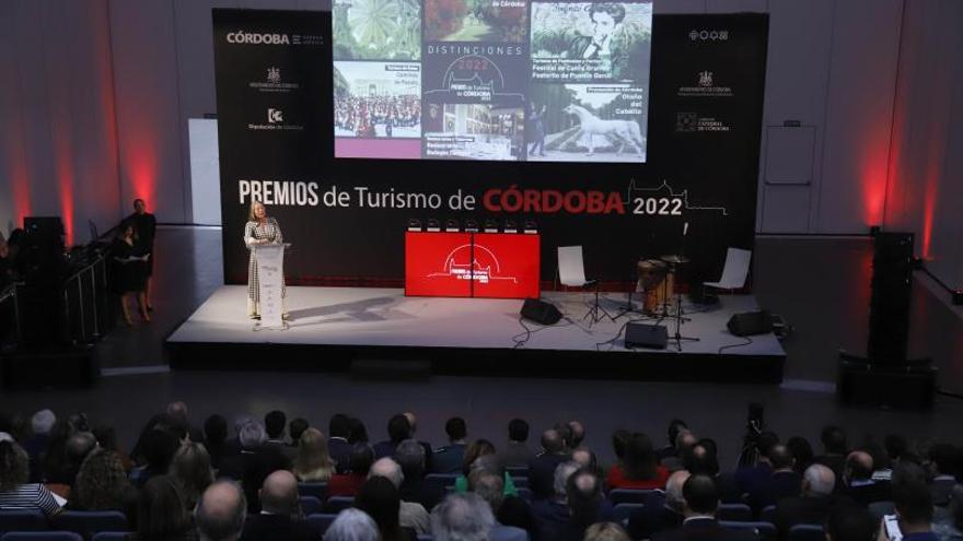 Isabel Albás, presidenta del Imtur, durante su intervención en la entrega de los cuartos Premios de Turismo de Diario CÓRDOBA. | A.J.GONZÁLEZ
