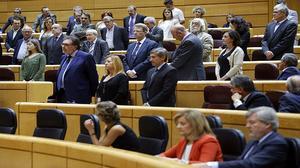 Els senadors del PSOE, CiU, el PNB, l’Entesa i gairebé tot el Grup Mixt s’han posat drets.