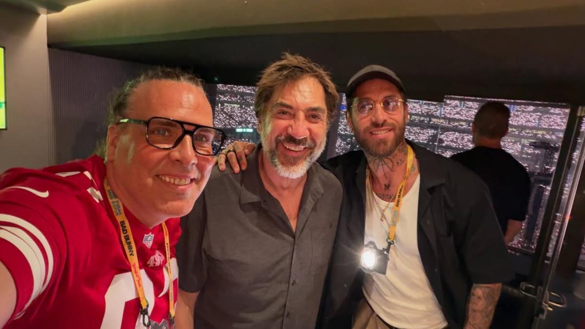 Sergio Ramos, Javier Bardem y Torito, juntos en el concierto de Bad Bunny