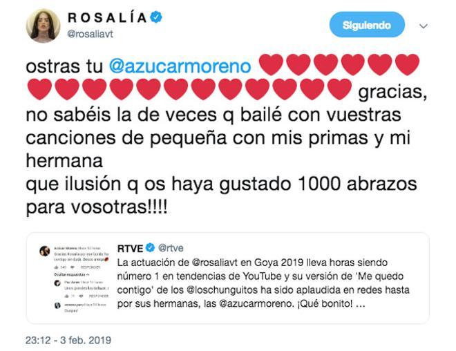 Rosalía reacciona al mensaje de Azúcar Moreno