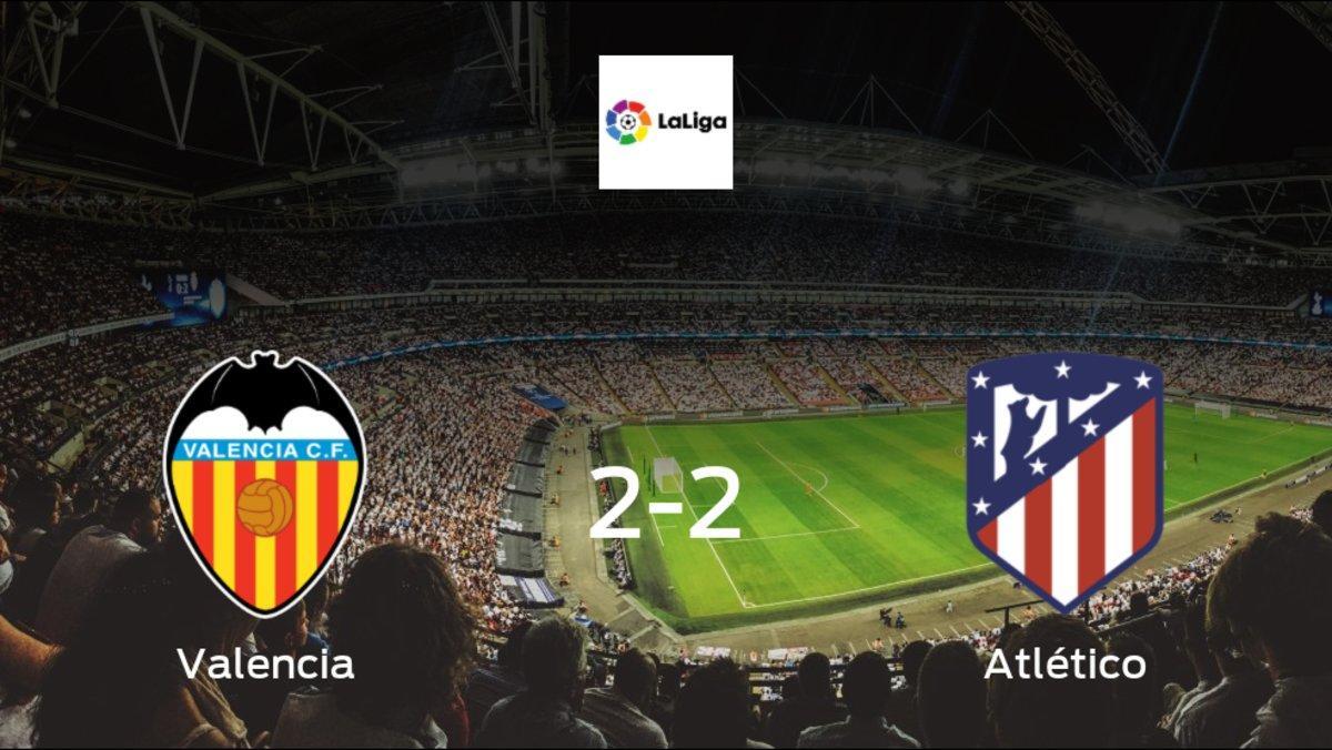 Valencia and Atlético Madrid ended the game with a 2-2 draw at Mestalla