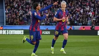 Lamine calienta el Camp Nou con la obra de un genio