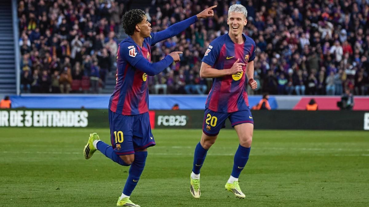 Lamine celebra un gol memorable