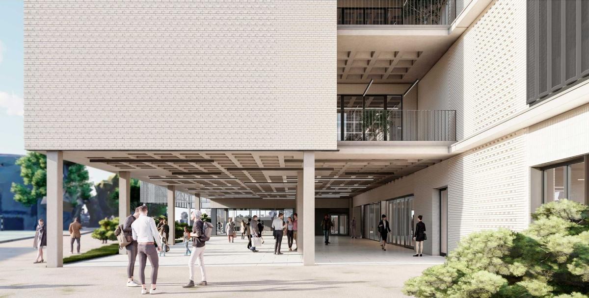 Vestíbulo de acceso al nuevo pabellón de nuevol colegio de Montesión de Son Moix